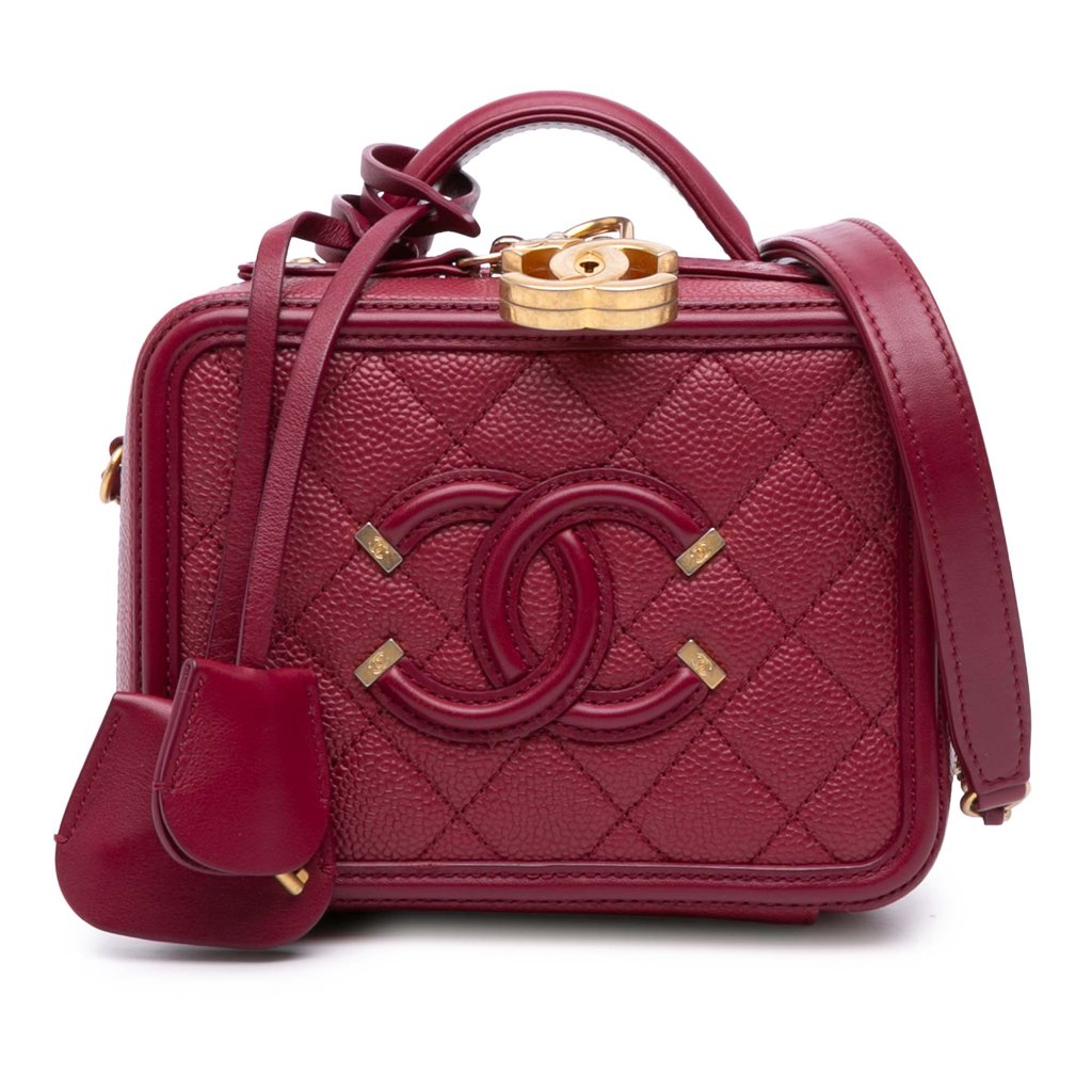 Chanel Small Caviar Filigree Vanity Case