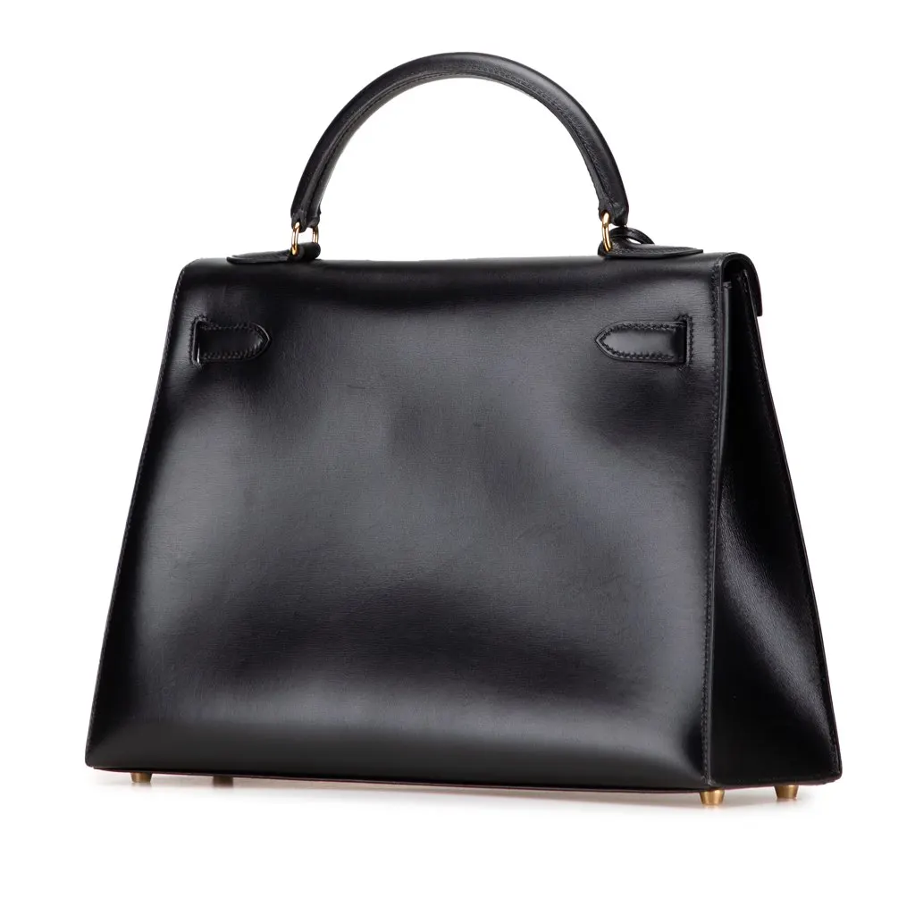 Hermès Box Calf Kelly Sellier 32 Black Leather Good - Back View