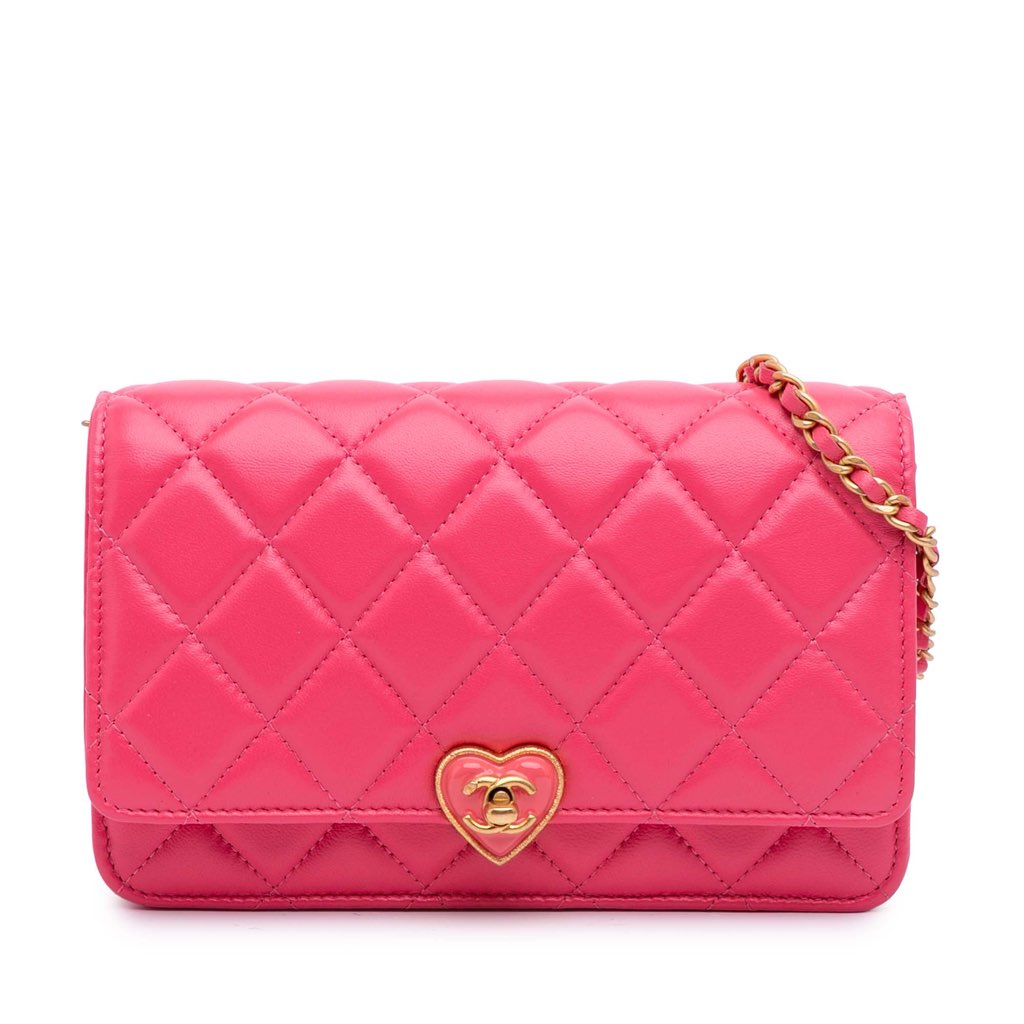 Chanel Quilted Lambskin Acrylic Coco Love Wallet on Chain