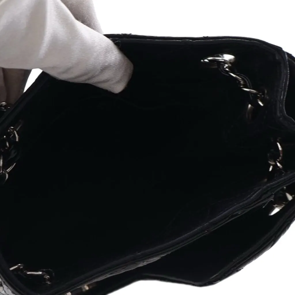 Chanel Medium Quilted Patent Upside Down Flap Black Leather Good - Box View
