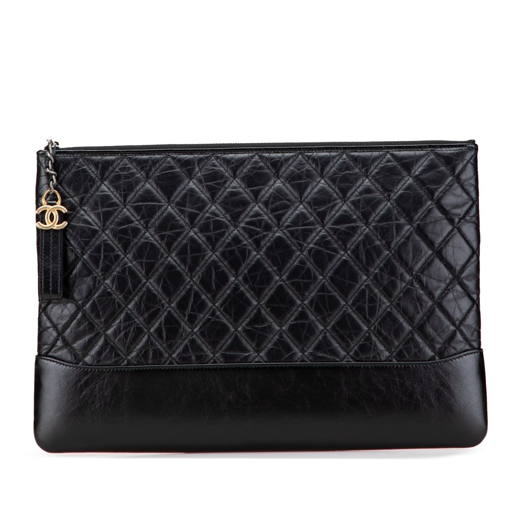 Chanel Large Aged Calfskin Gabrielle O Case Clutch