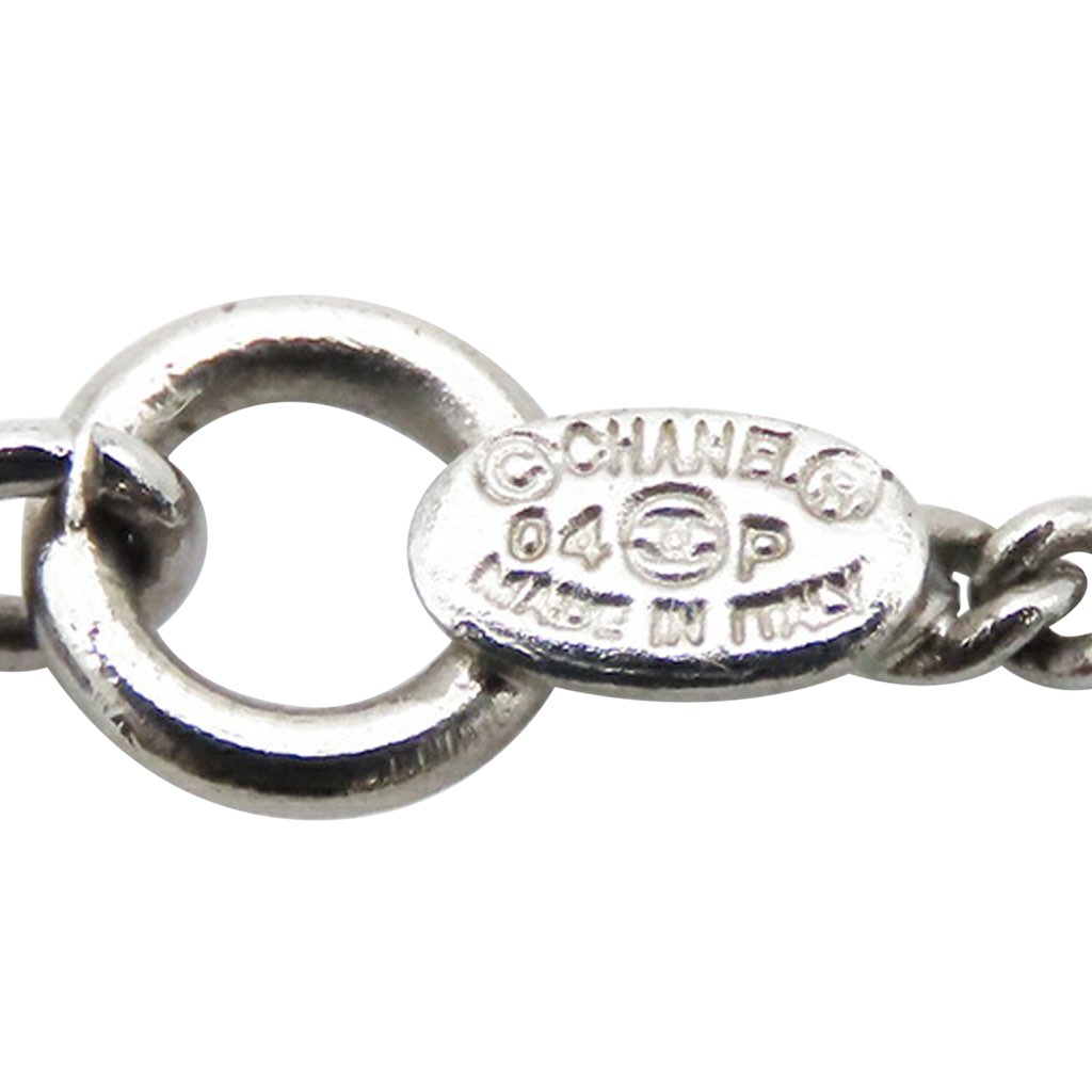 Chanel CC Silver Plated Enamel Heart and Clover Charm Pendant Necklace - 4