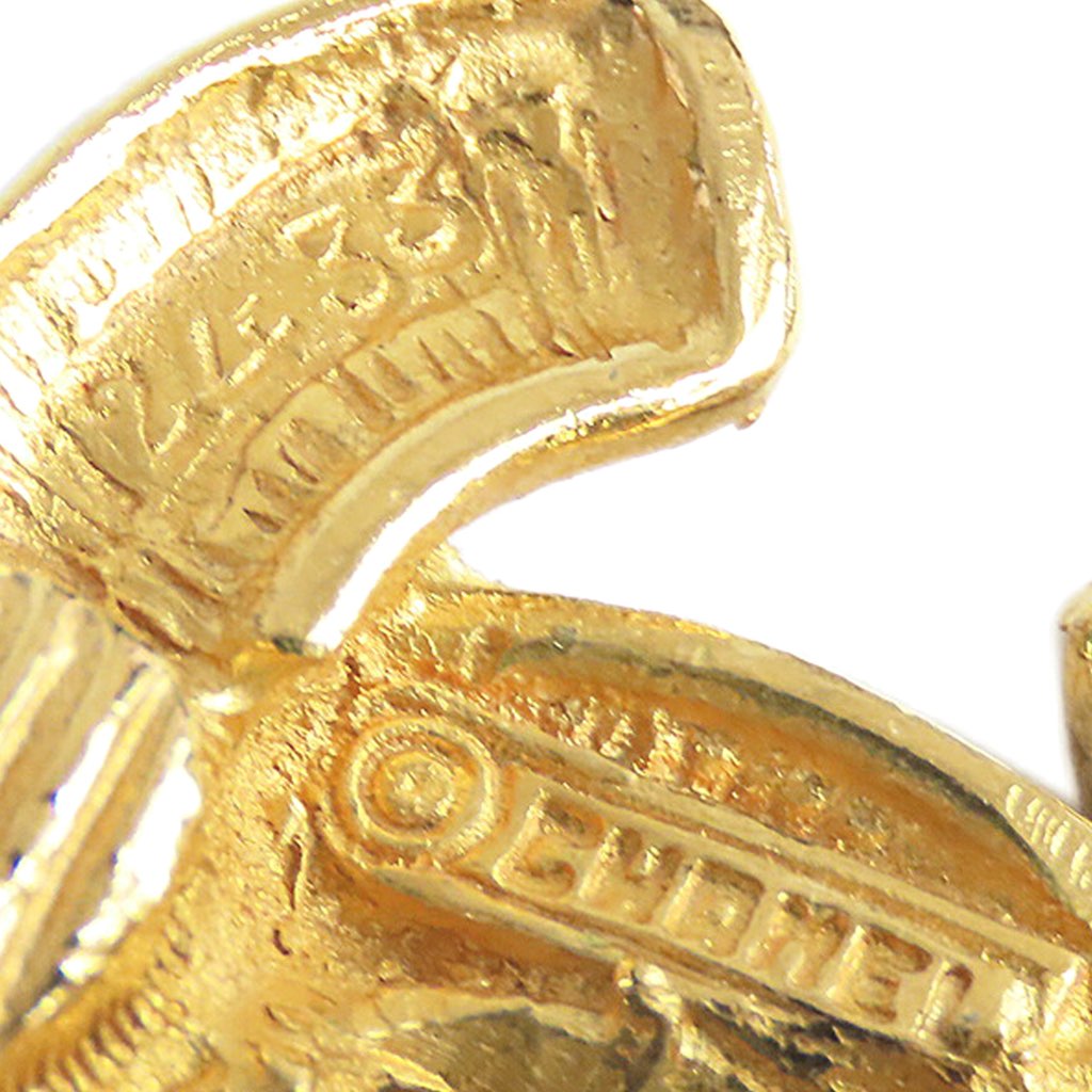 Chanel Gold Plated Quilted CC Clip On Earrings - Image 6