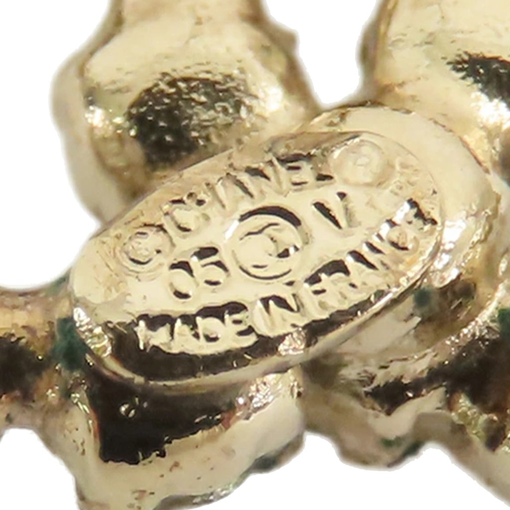 Chanel CC Gold Plated Rhinestones Push Back Earrings - 4