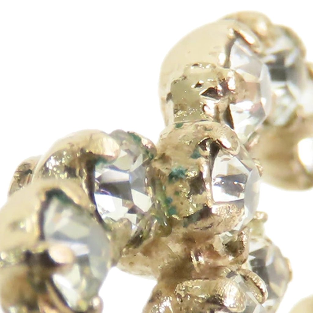 Chanel CC Gold Plated Rhinestones Push Back Earrings - 5