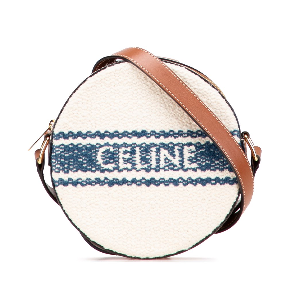 Celine Canvas Plein Soleil Round Purse on Strap