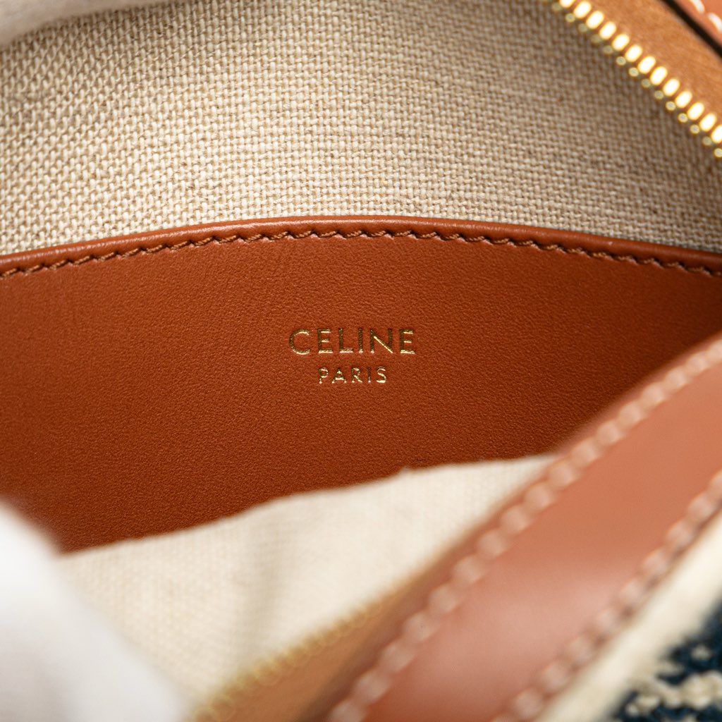 Celine Canvas Plein Soleil Round Purse on Strap - Side view