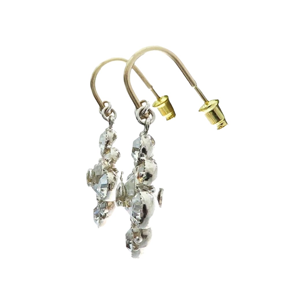 Chanel CC Silver Plated Crystal Dangle Earrings - Image 6