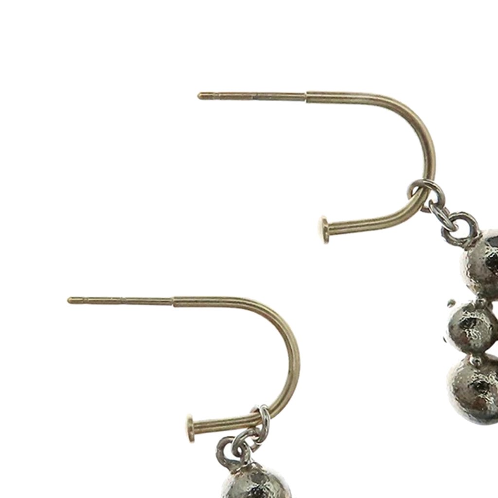 Chanel CC Silver Plated Crystal Dangle Earrings - Detail 1
