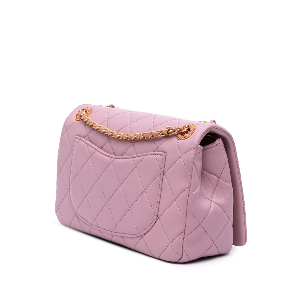 Chanel Quilted Lambskin Braided CC Single Flap - Back view