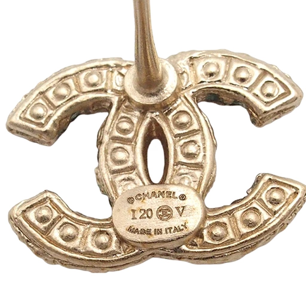 Chanel CC Gold Plated Faux Pearl Earrings - 3