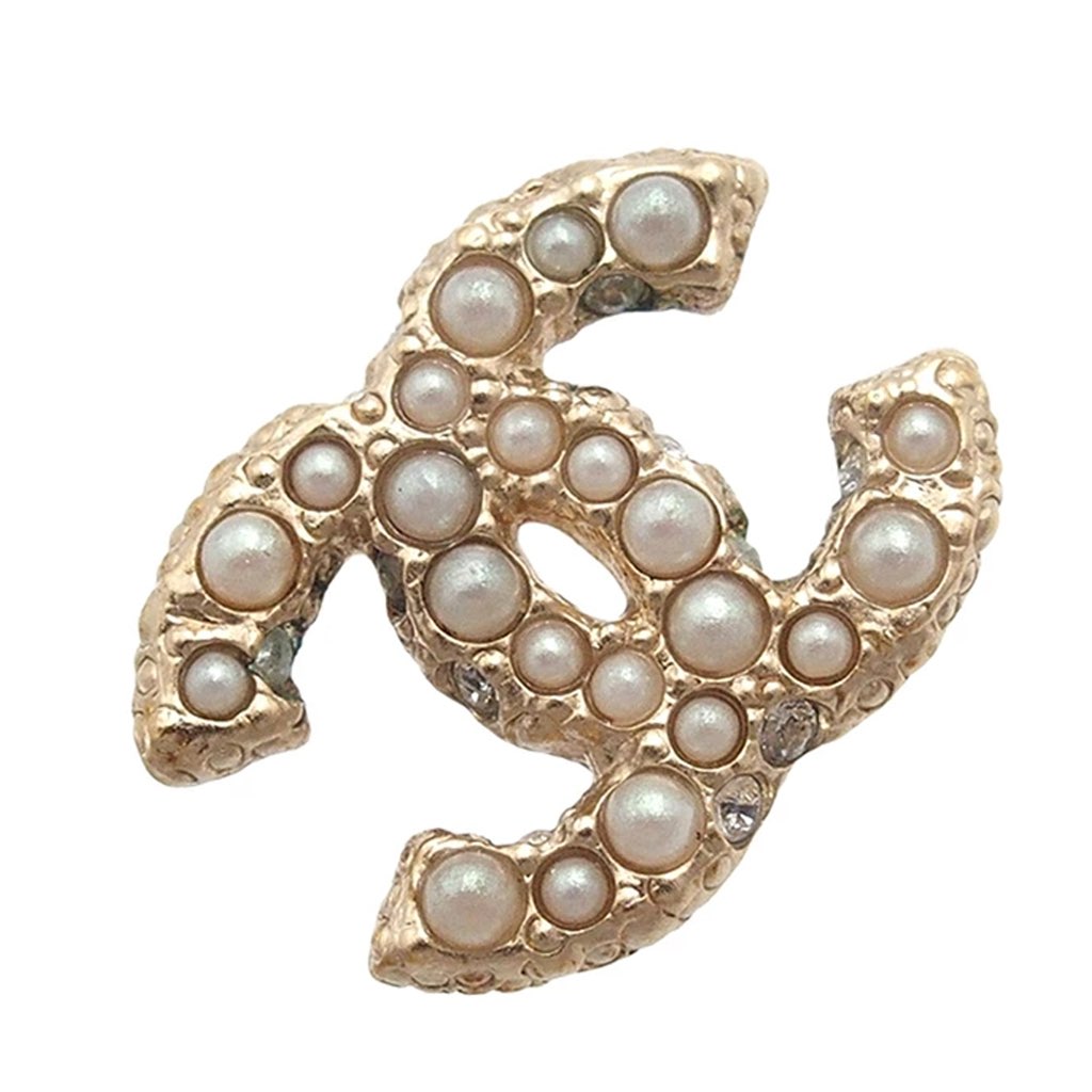 Chanel CC Gold Plated Faux Pearl Earrings - 4