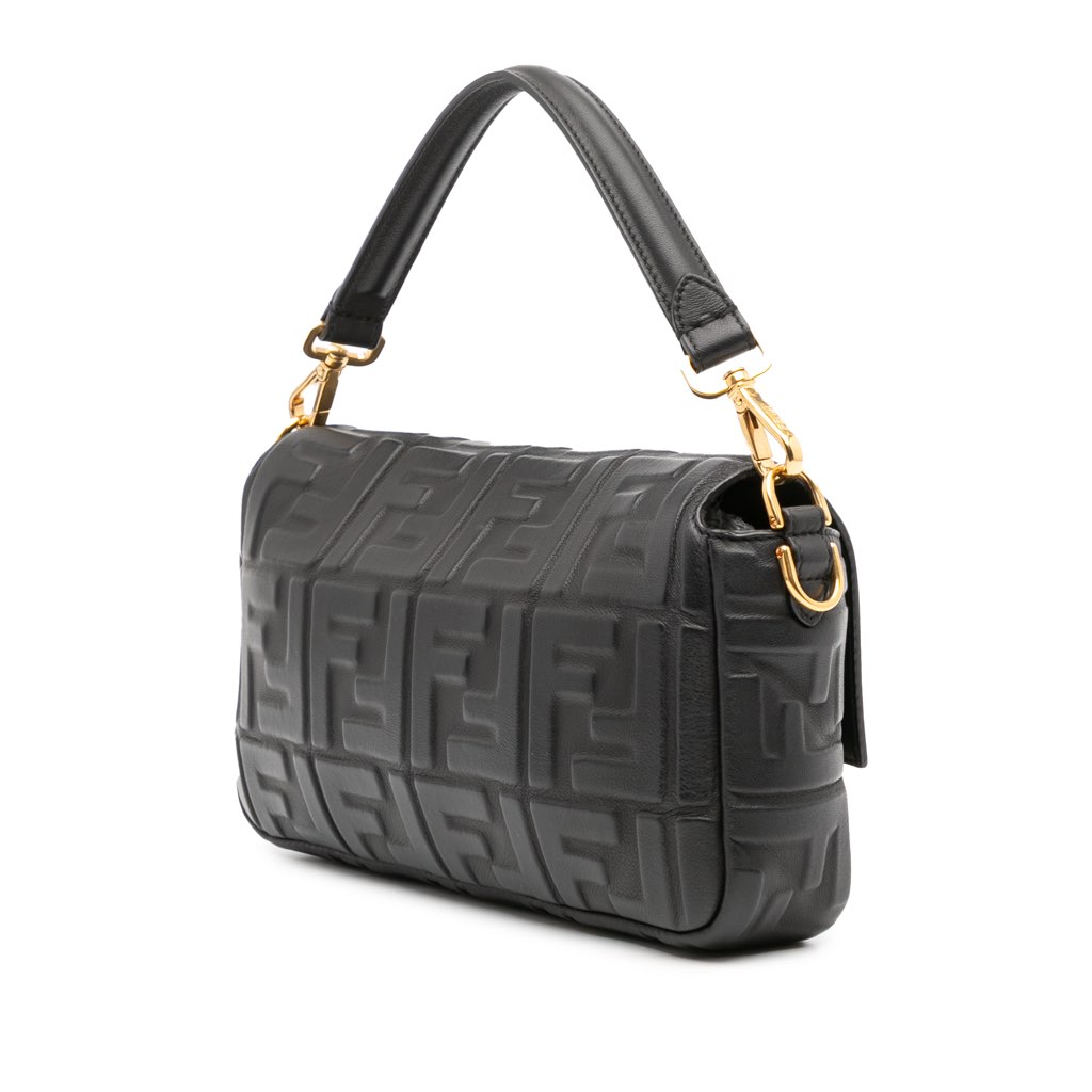 Fendi Zucca Embossed Leather Baguette Satchel - 2
