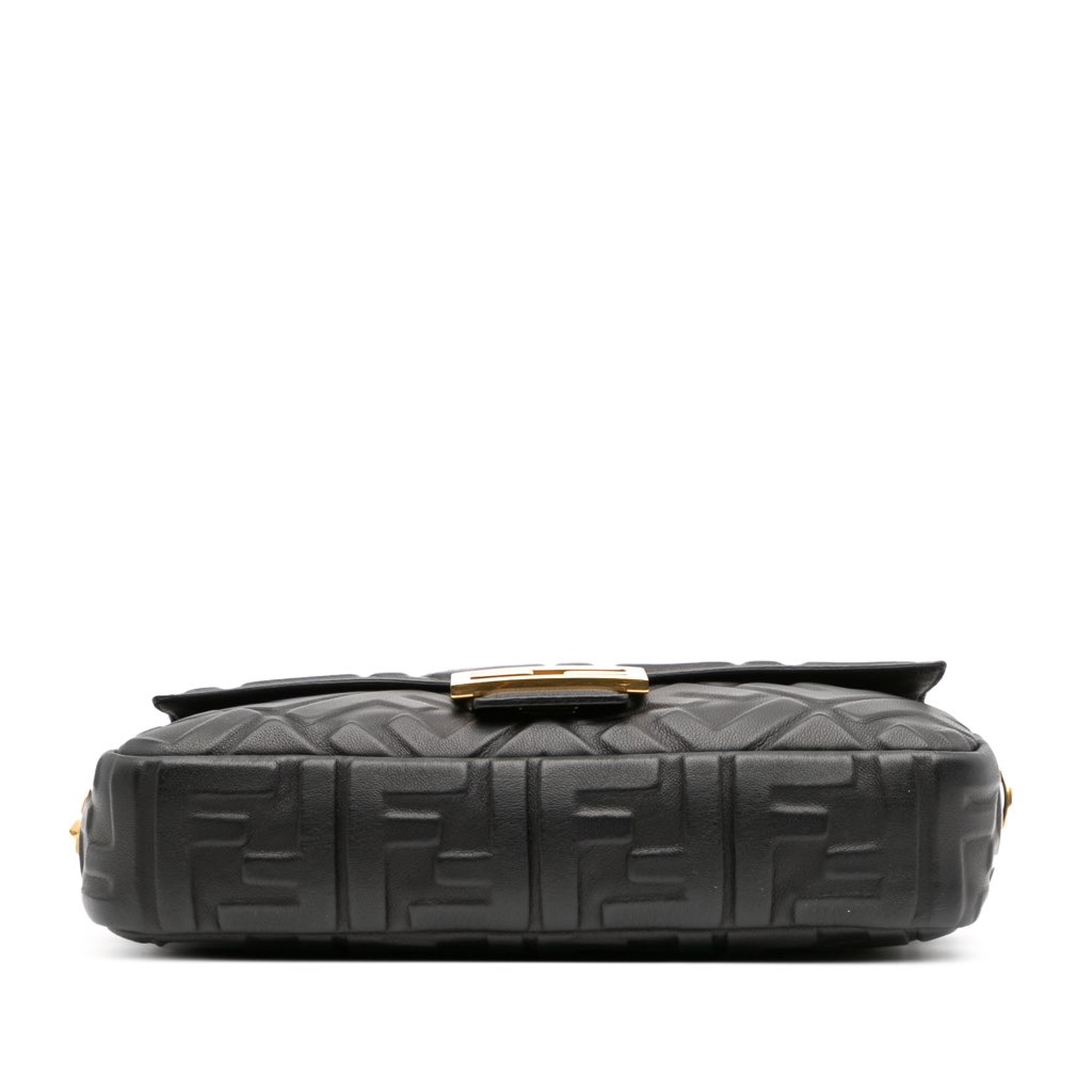 Fendi Zucca Embossed Leather Baguette Satchel - 3