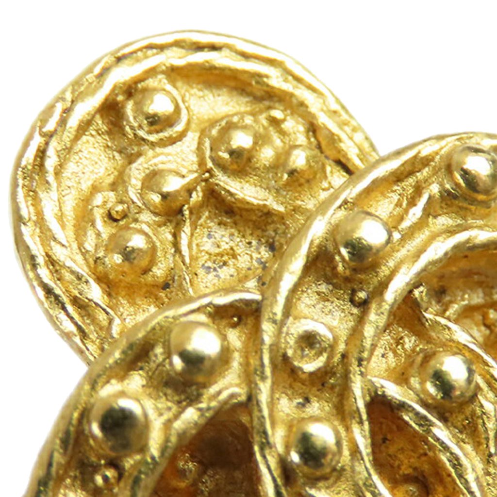 Chanel CC Gold Plated Cross Clip On Earrings - Side view