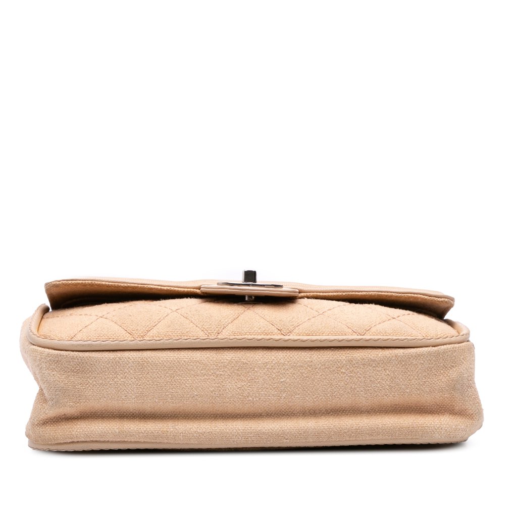 Chanel Medium Classic Lambskin Trimmed Canvas Line Double Flap - Image 6