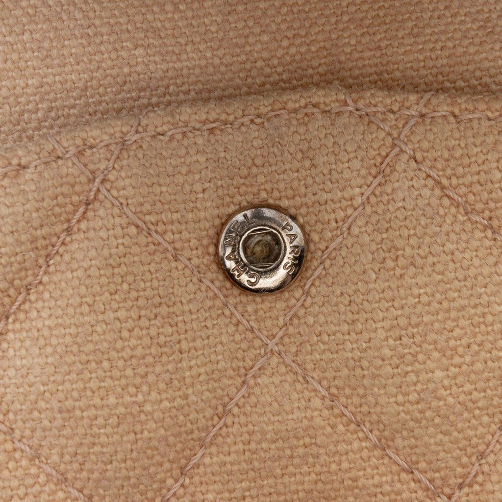 Chanel Medium Classic Lambskin Trimmed Canvas Line Double Flap - Detail 2