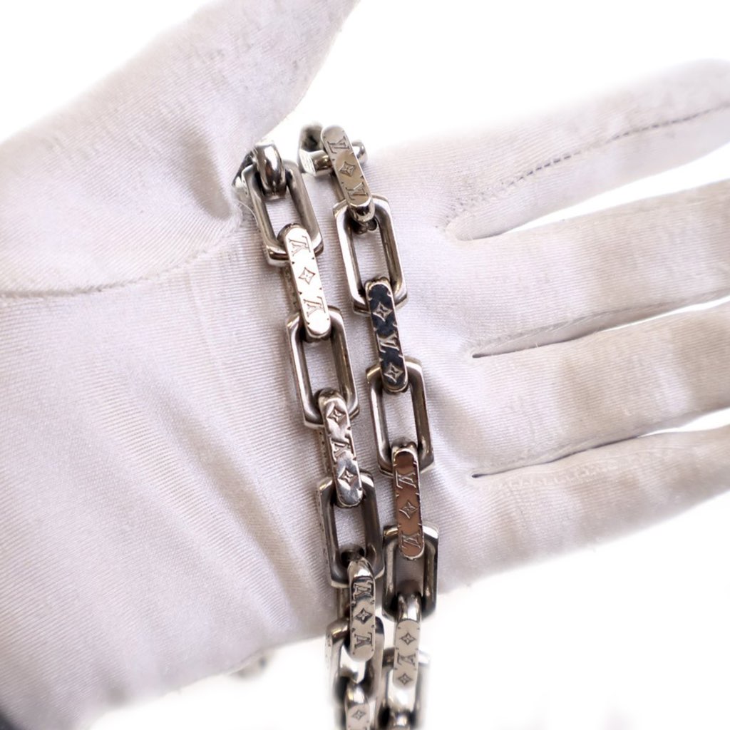 Louis Vuitton Stainless Steel Monogram Chain Link Necklace - 2