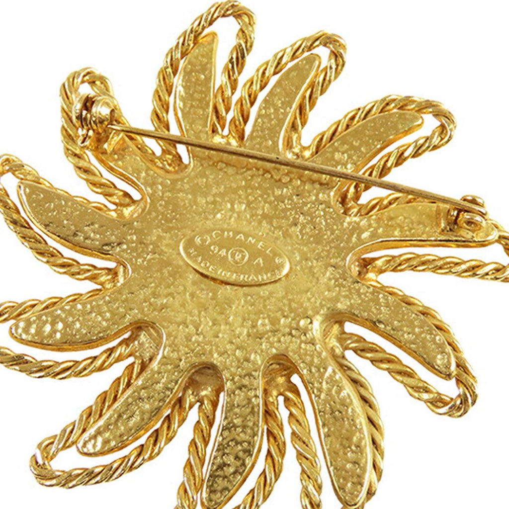 Chanel CC Gold Plated Sun Motif Brooch - 2