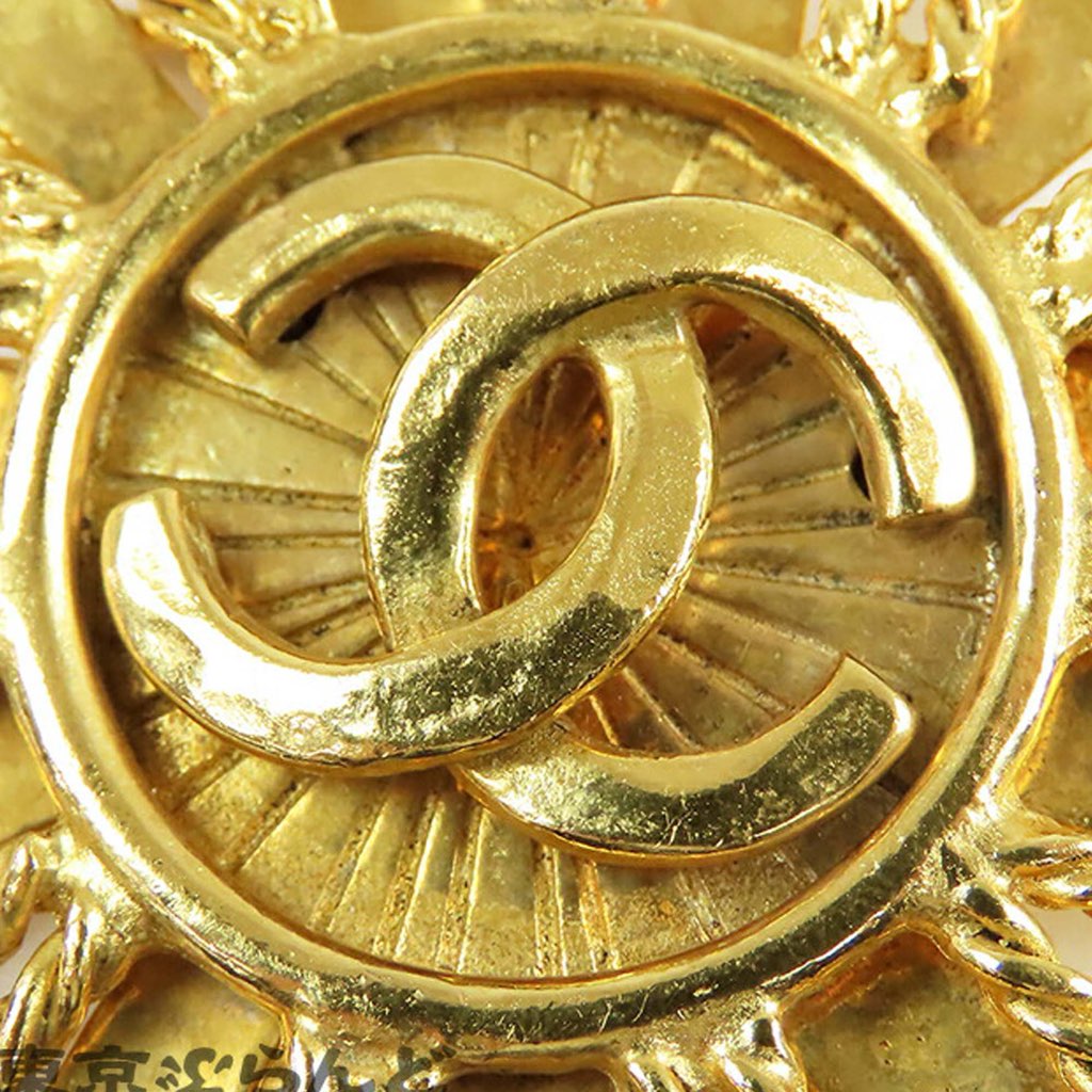 Chanel CC Gold Plated Sun Motif Brooch - 3