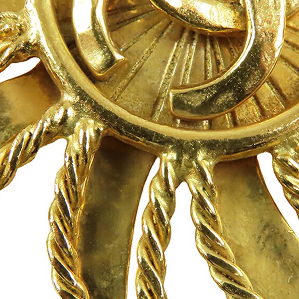 Chanel CC Gold Plated Sun Motif Brooch - 5