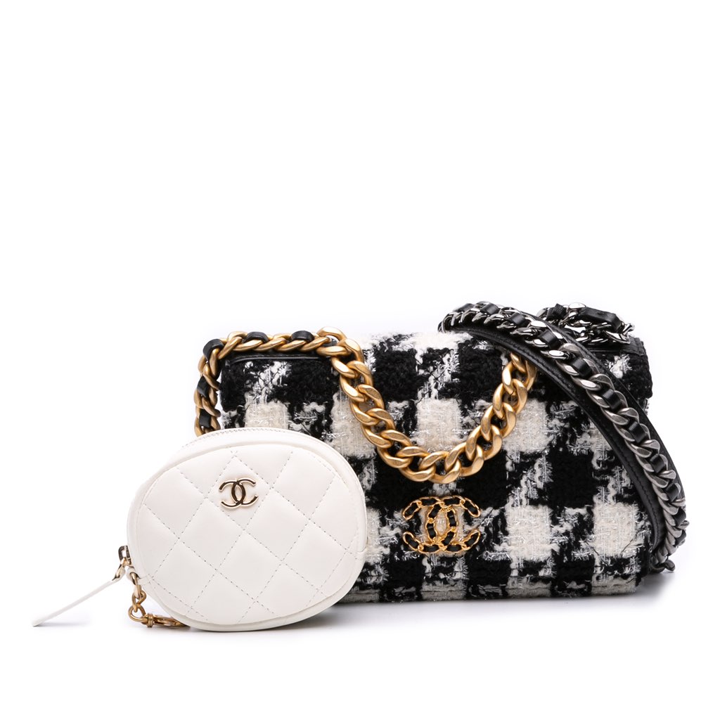Chanel Houndstooth Tweed 19 Wallet On Chain