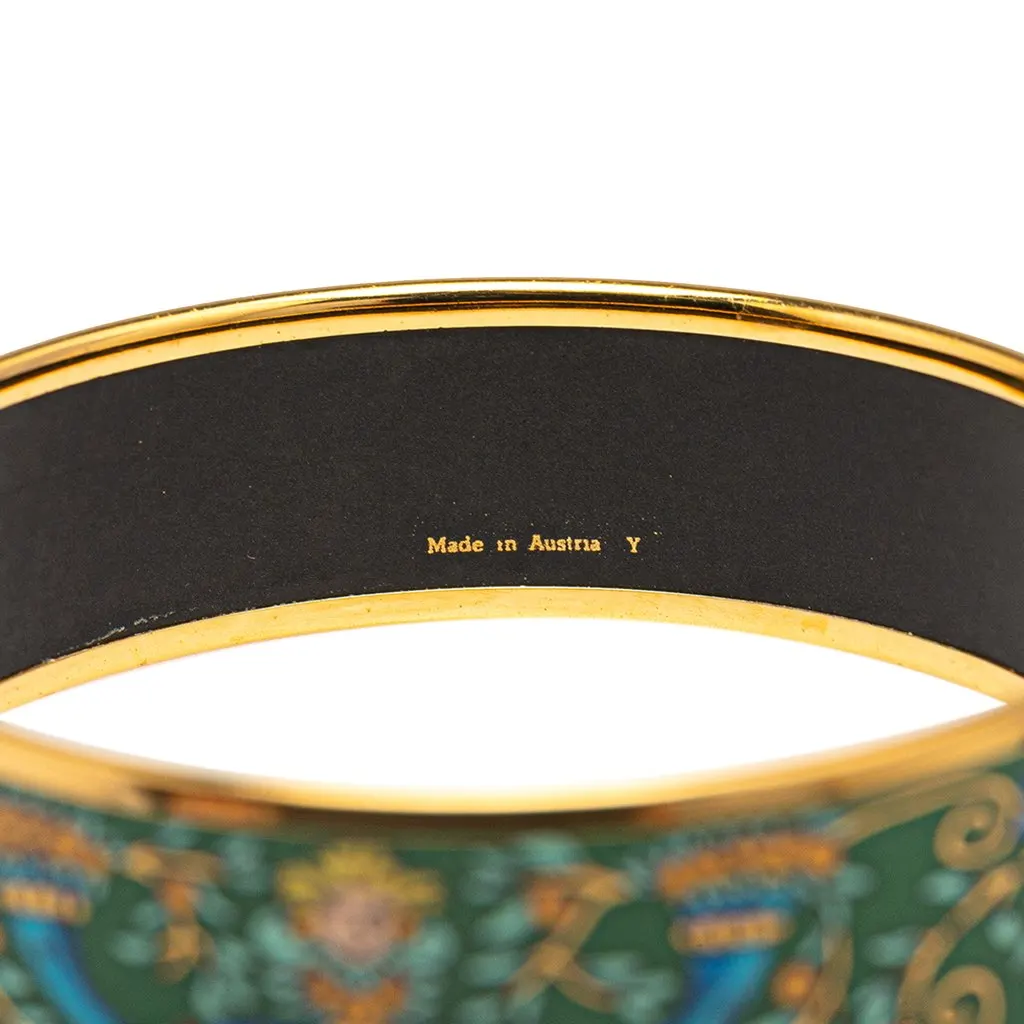 Hermès Wide Enamel Astres et Soleils Bangle 65 Green Good - Box View