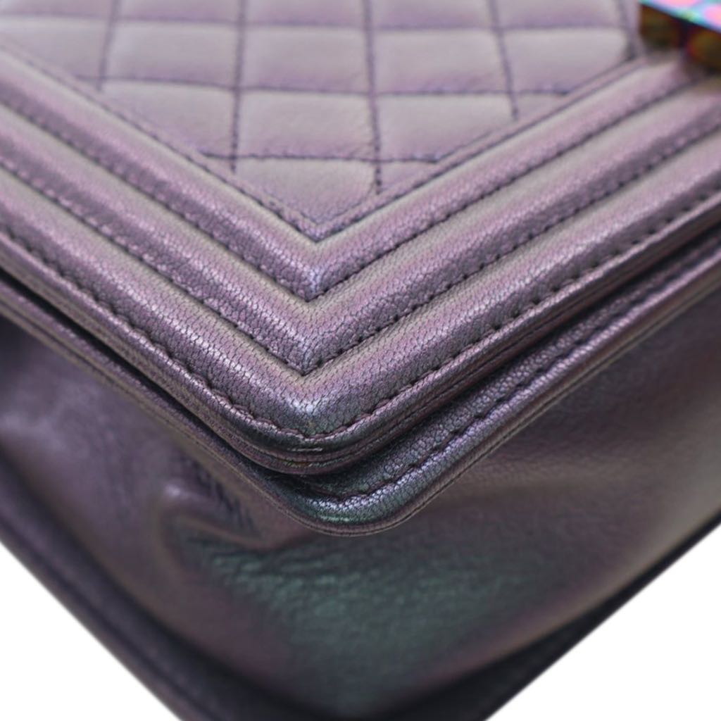 Chanel Old Medium Quilted Iridescent Goatskin Boy Flap - Detail 2