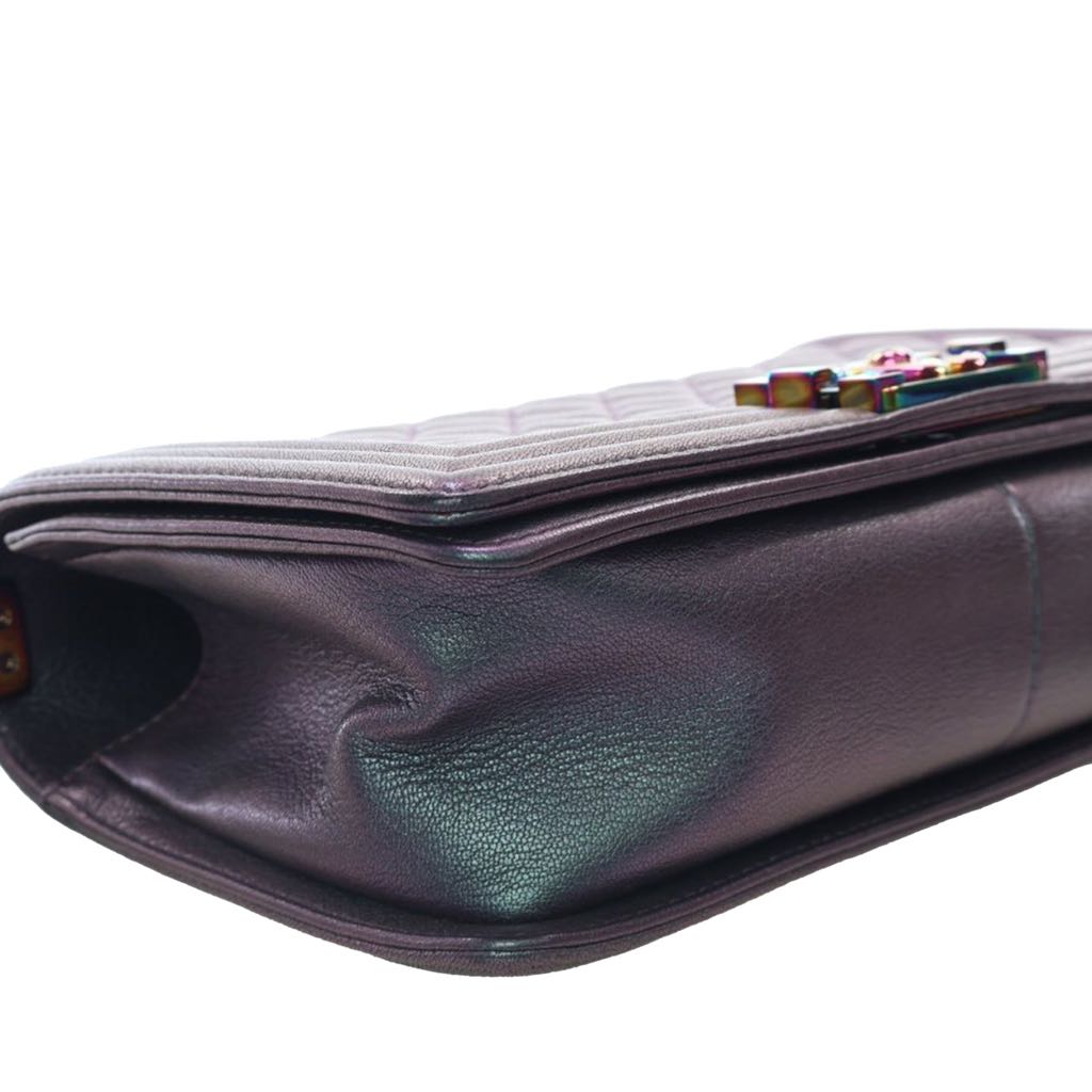 Chanel Old Medium Quilted Iridescent Goatskin Boy Flap - Image 10