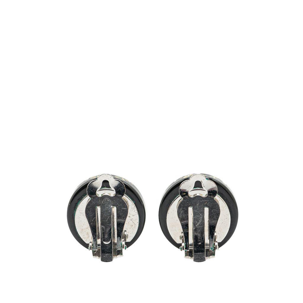 Chanel Resin Rhinestone CC Clip On Earrings - Back view