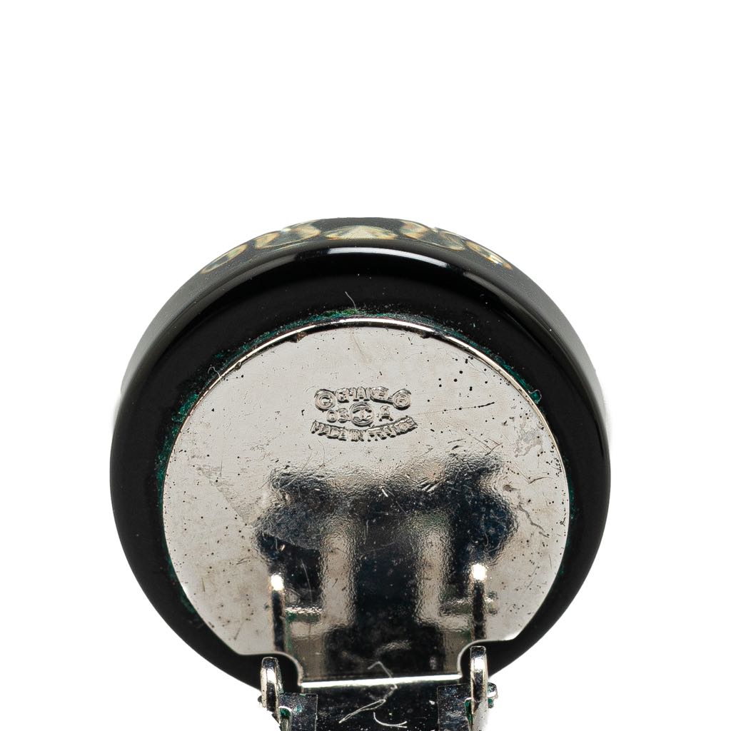 Chanel Resin Rhinestone CC Clip On Earrings - Image 6