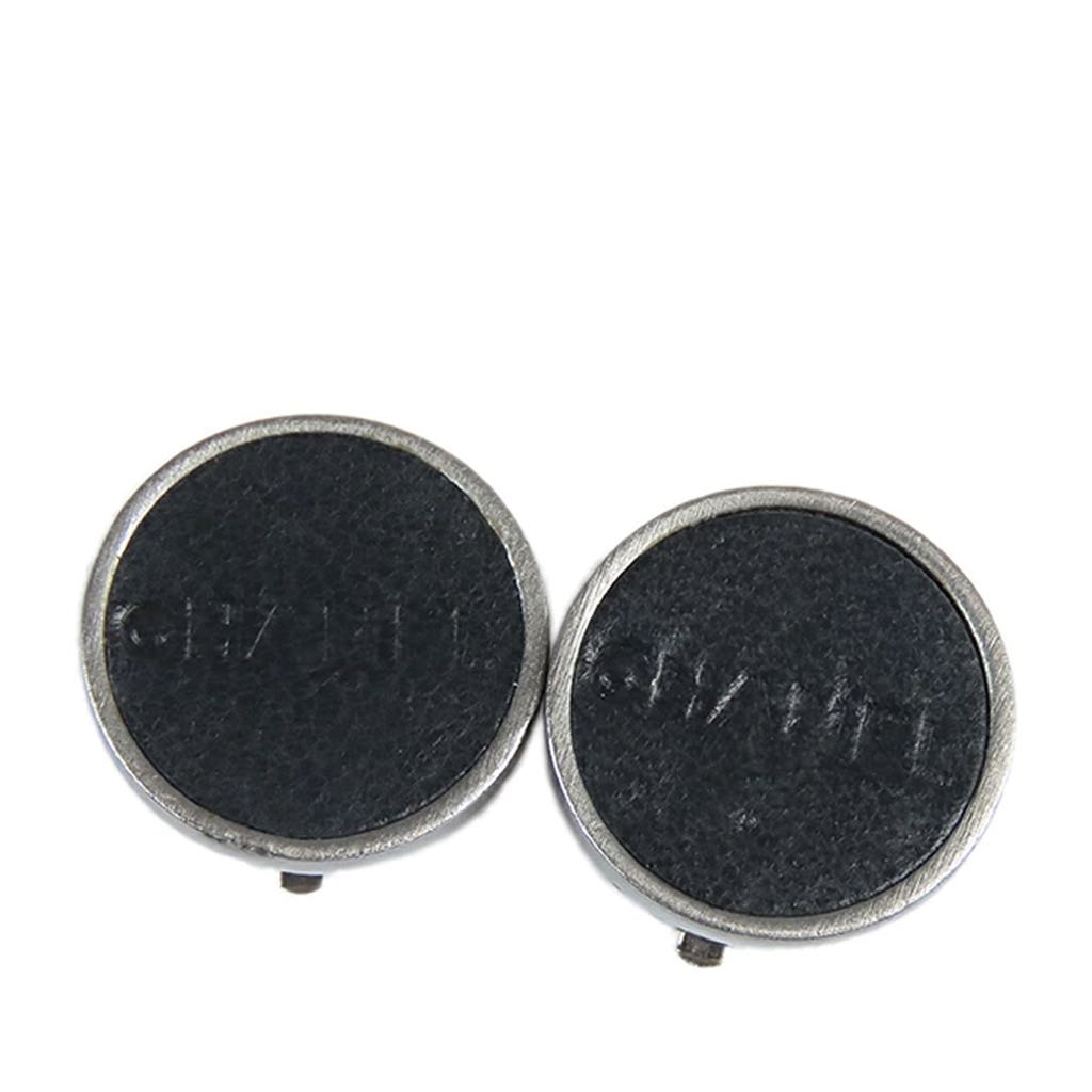 Chanel Silver Plated Leather Logo Clip On Earrings
