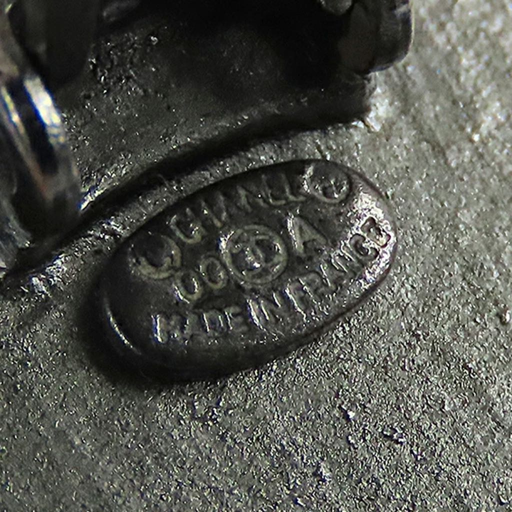 Chanel Silver Plated Leather Logo Clip On Earrings - Image 6