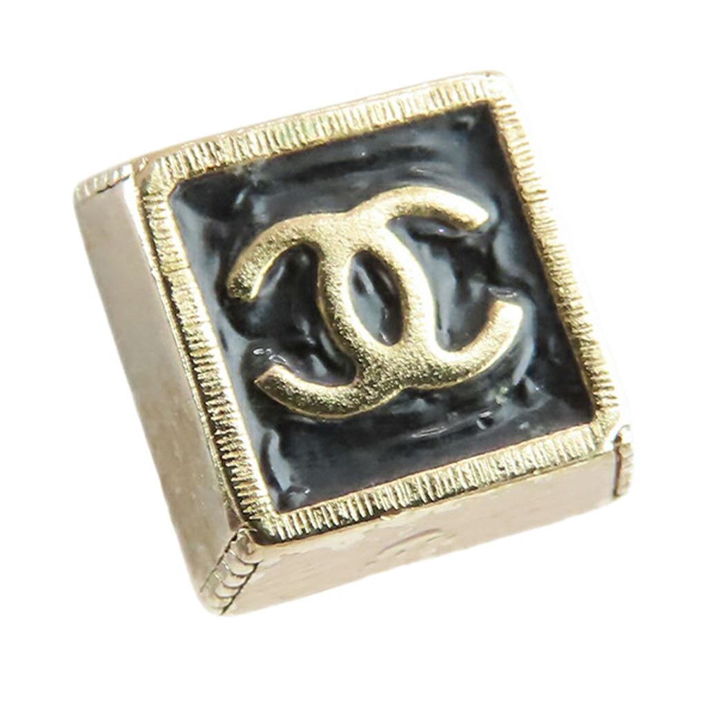 Chanel Gold Plated Enamel CC Square Stud Earrings - Image 6