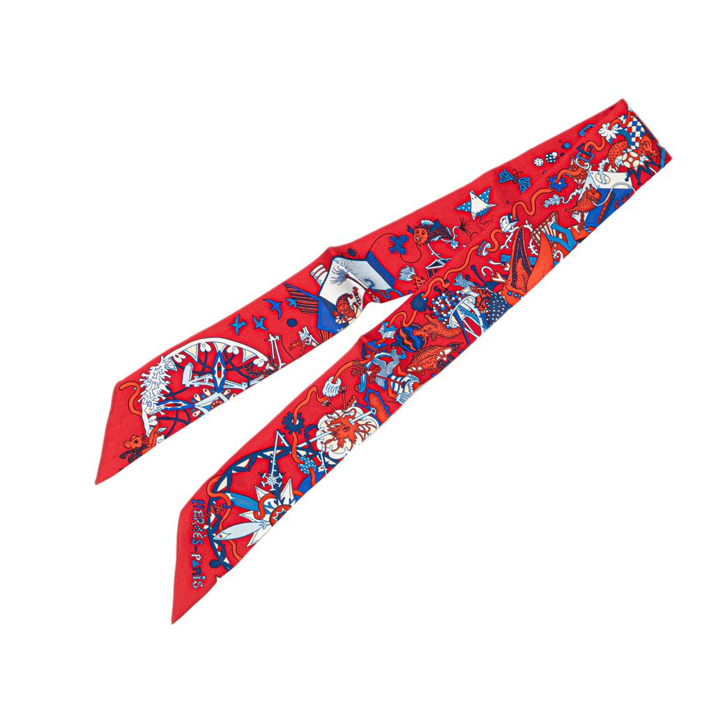 Hermès La Folle Parade Silk Twilly Scarf