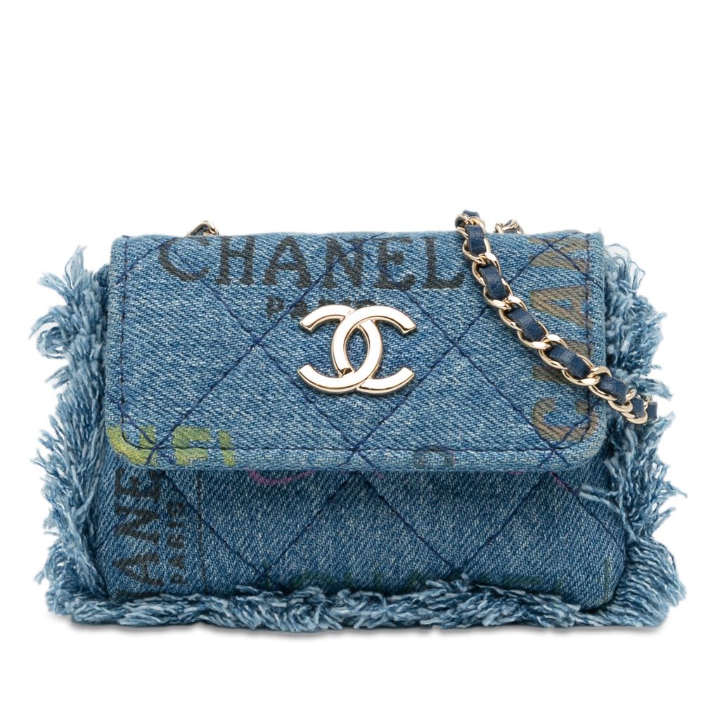 Chanel Mini Denim Mood Clutch with Chain