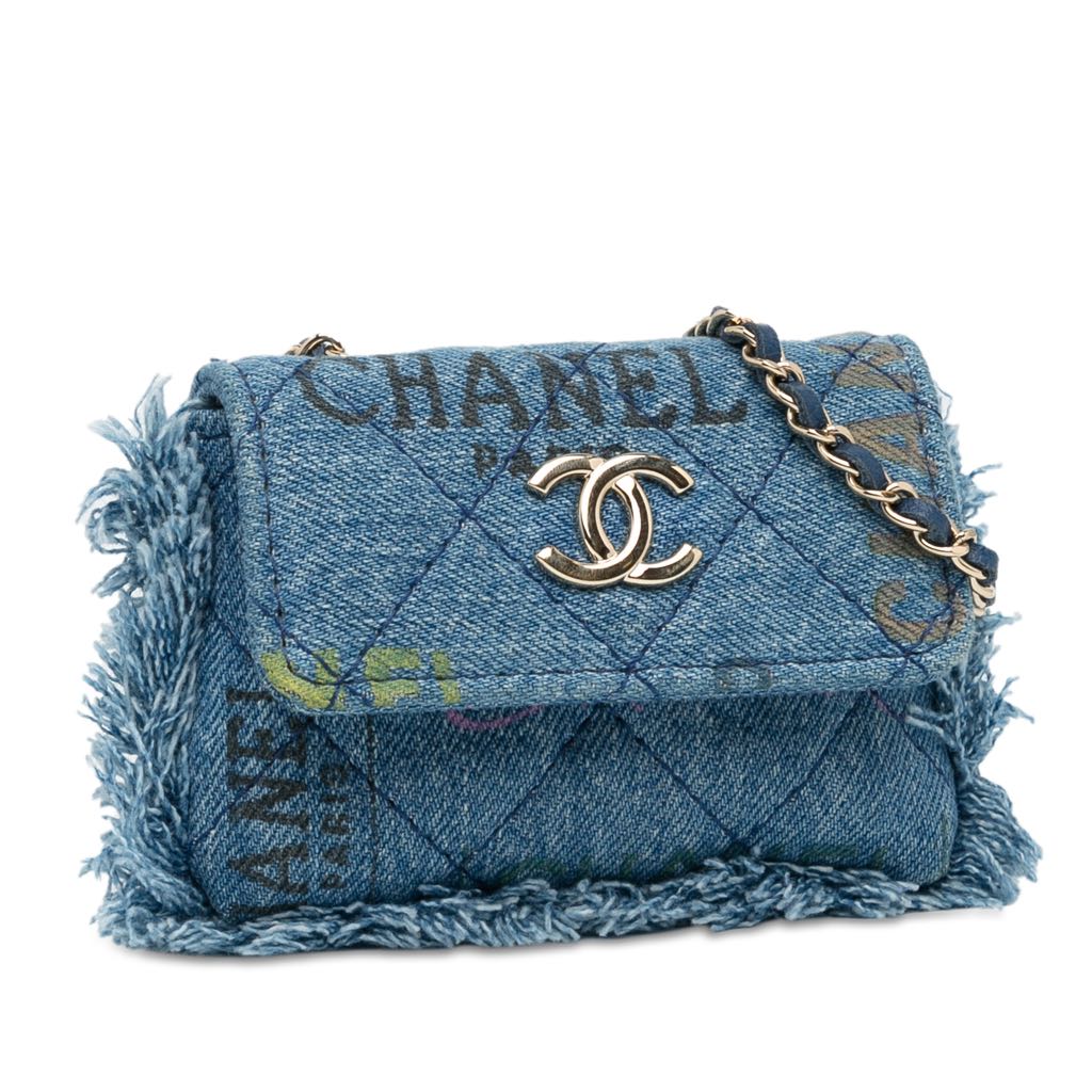 Chanel Mini Denim Mood Clutch with Chain - 2