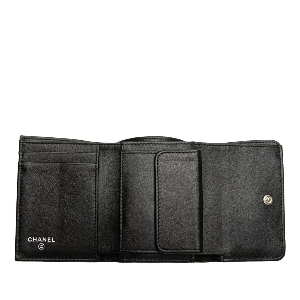 Chanel CC Embossed Goatskin Camellia Trifold Compact Wallet - 4