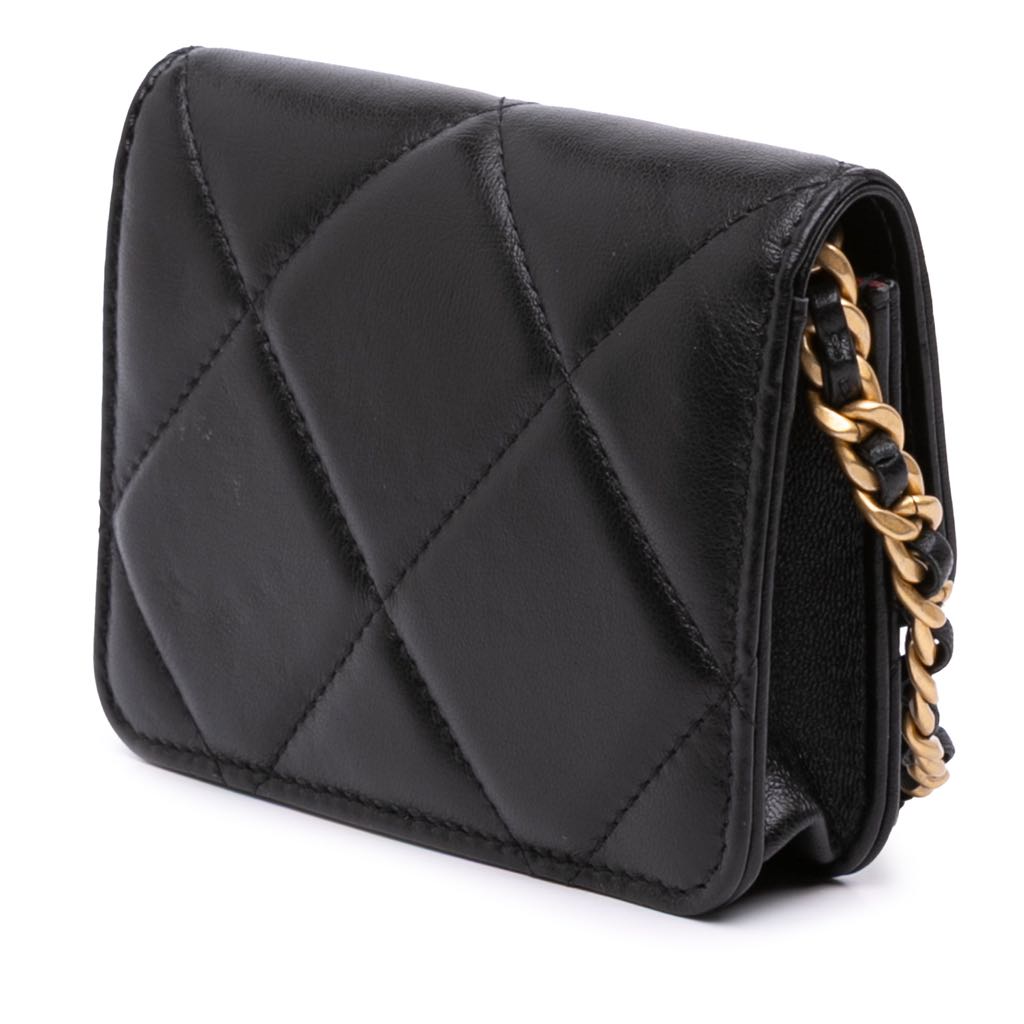 Chanel Lambskin 19 Flap Coin Purse With Chain - Back view