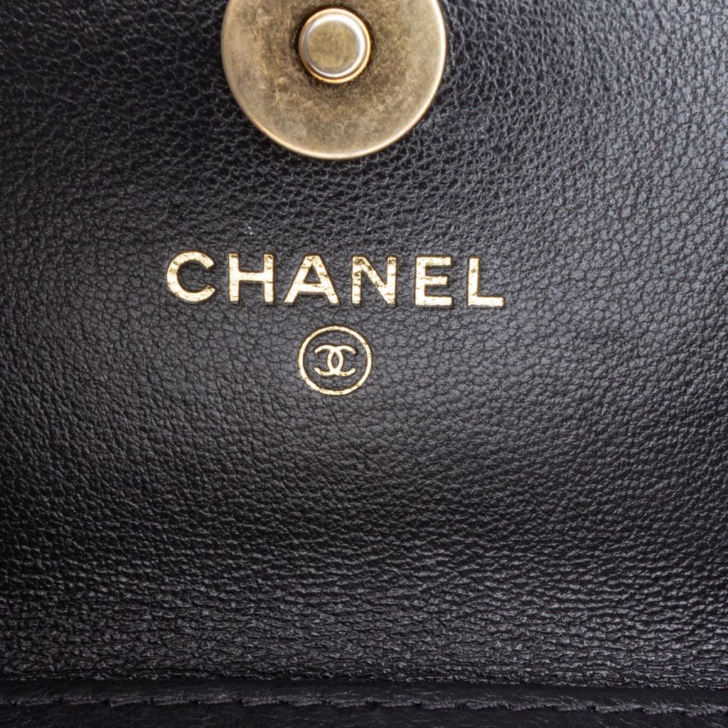 Chanel Lambskin 19 Flap Coin Purse With Chain - Side view