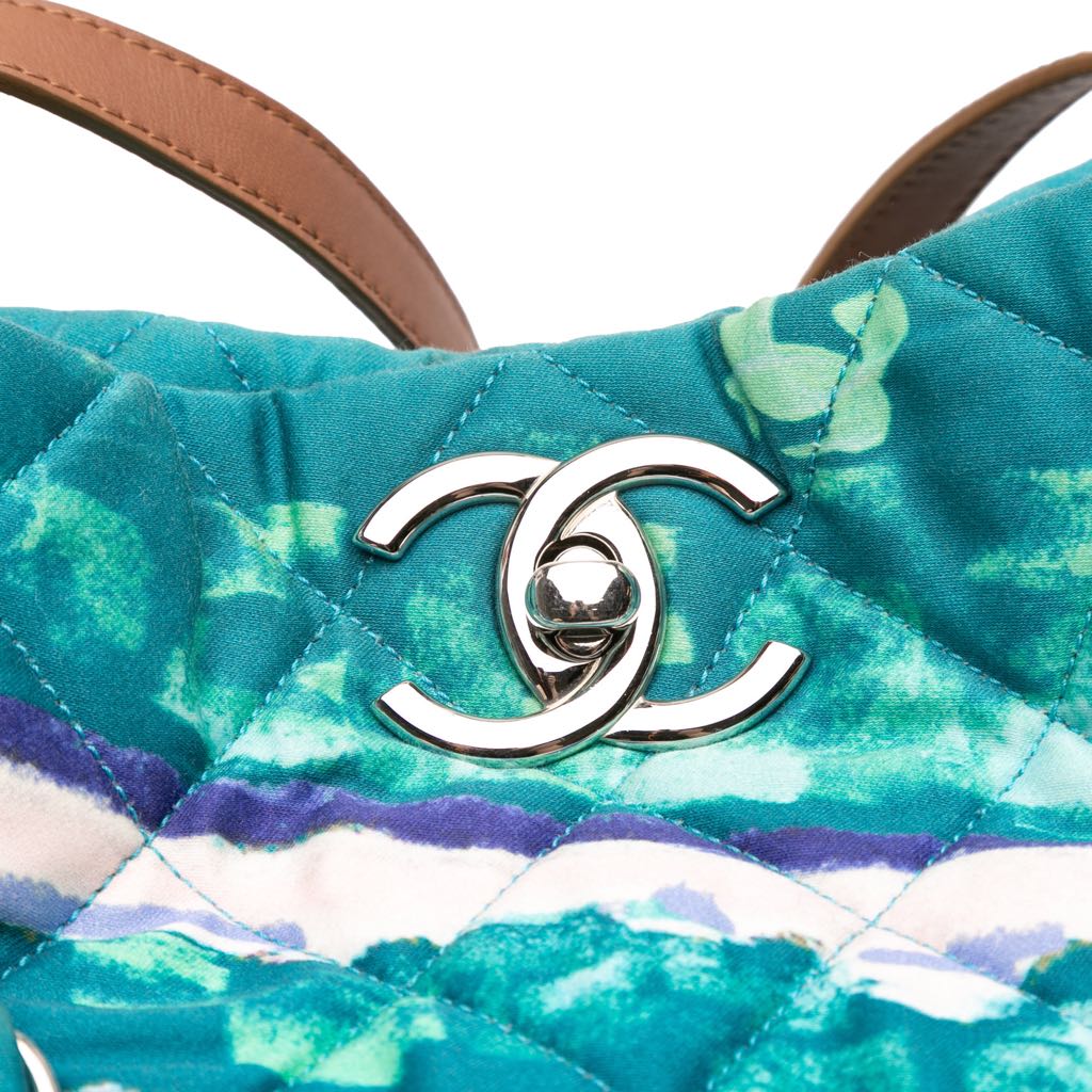Chanel CC Quilted Nylon Graffiti Watercolour Shopping Tote - Image 11