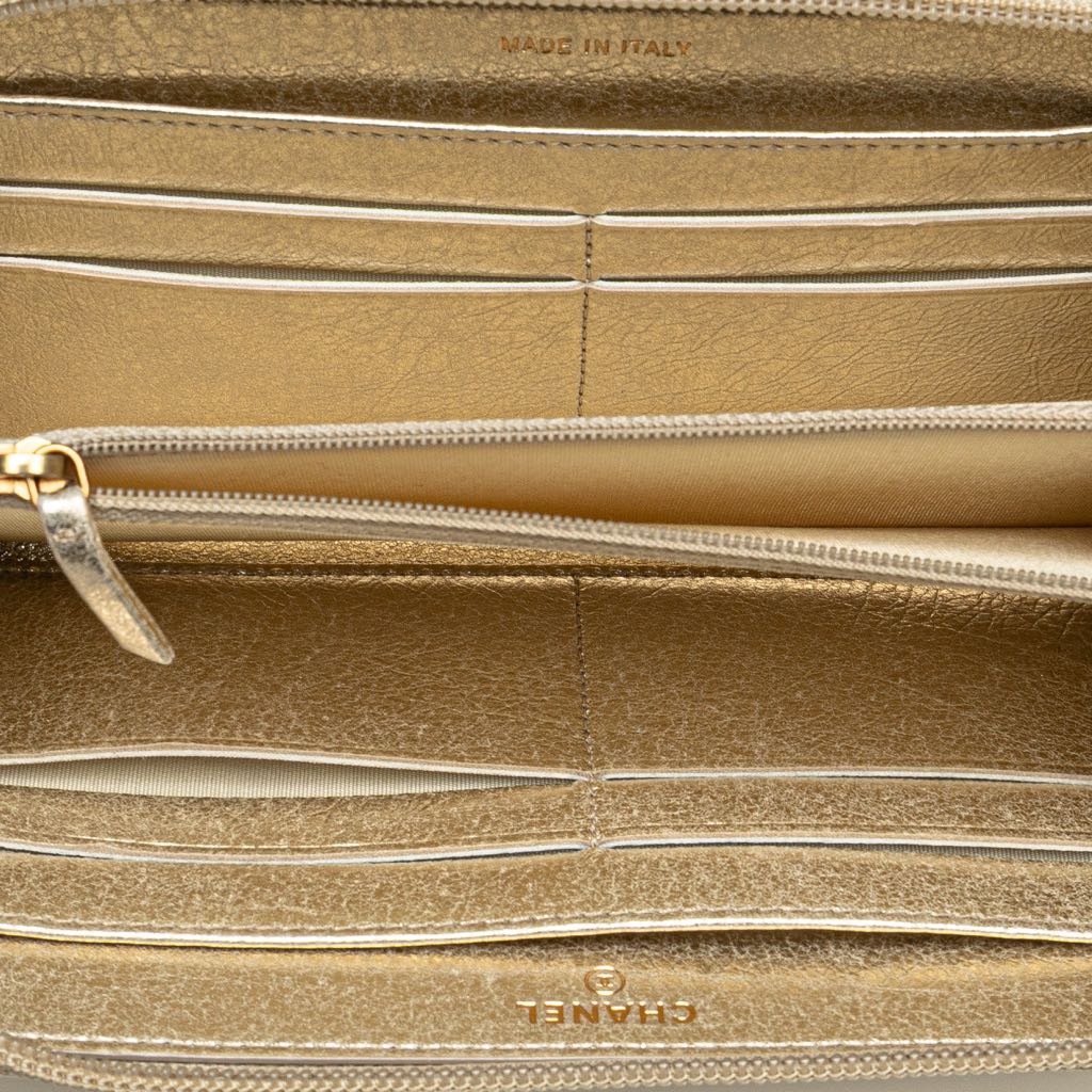 Chanel CC Metallic Lambskin Zip Around Wallet - 4