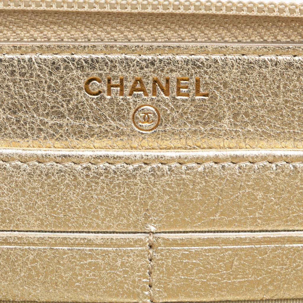 Chanel CC Metallic Lambskin Zip Around Wallet - Side view
