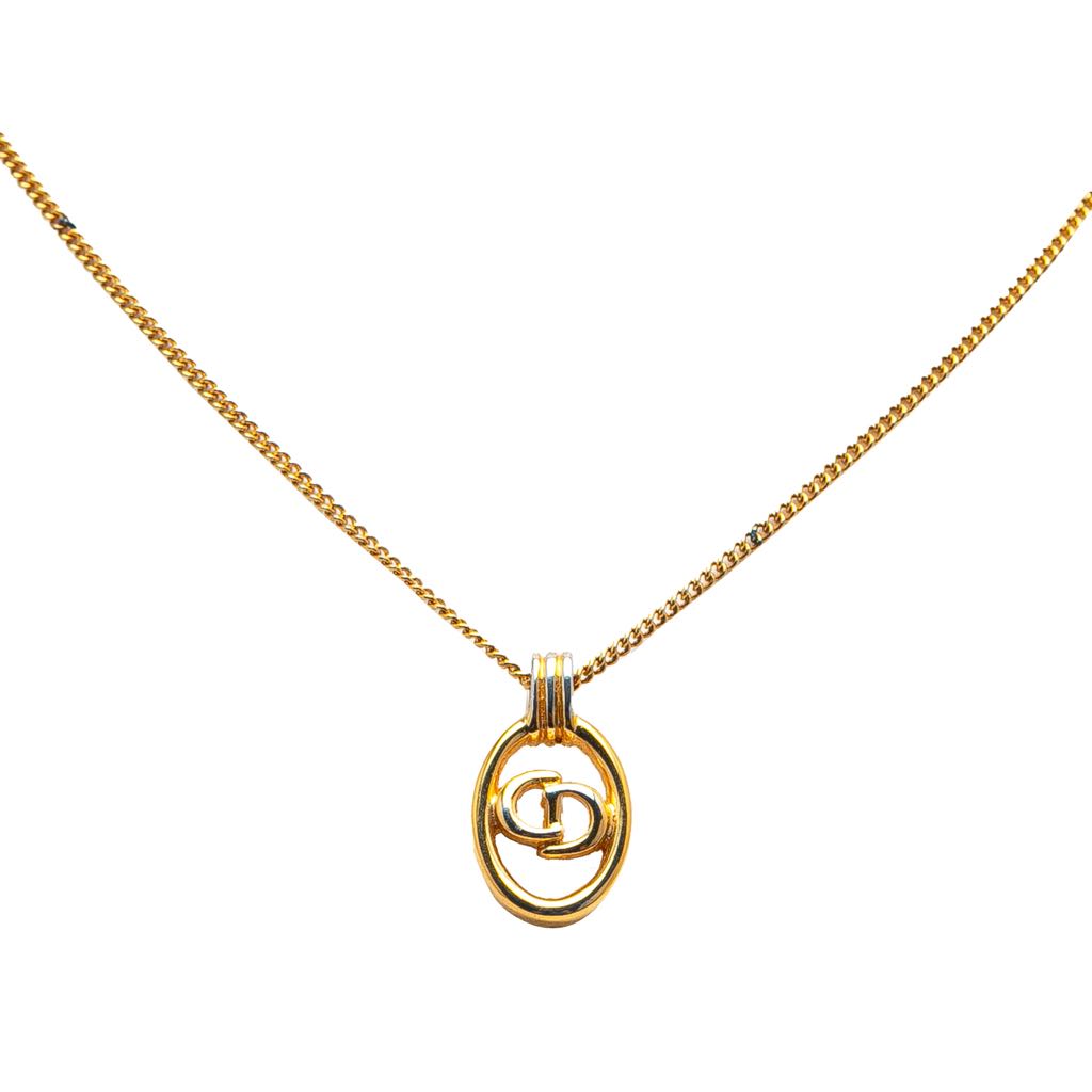 Dior Gold Plated CD Logo Pendant Necklace
