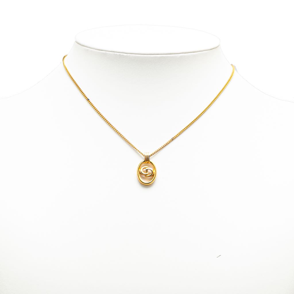 Dior Gold Plated CD Logo Pendant Necklace - 4