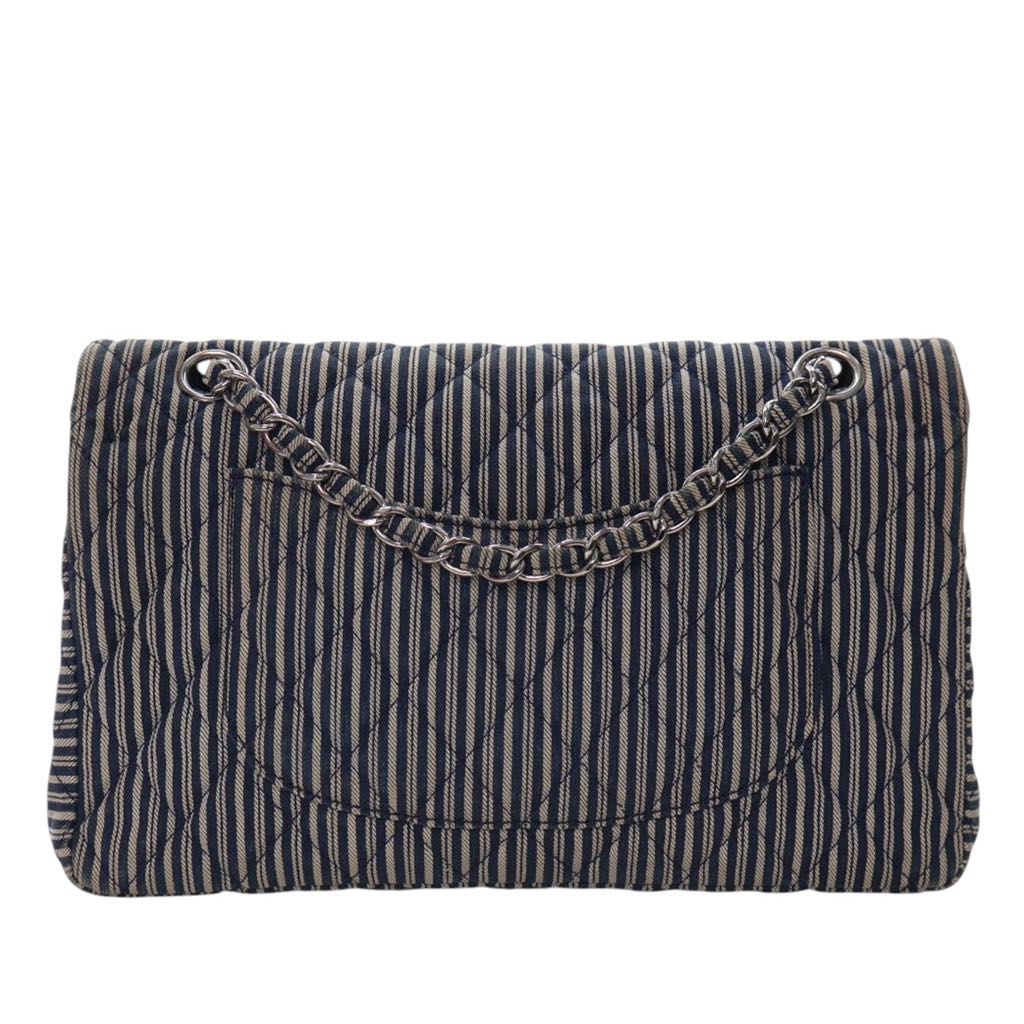 Chanel Medium Classic Canvas Sequin Stripes Double Flap - 4
