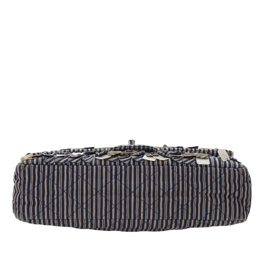Chanel Medium Classic Canvas Sequin Stripes Double Flap - 5