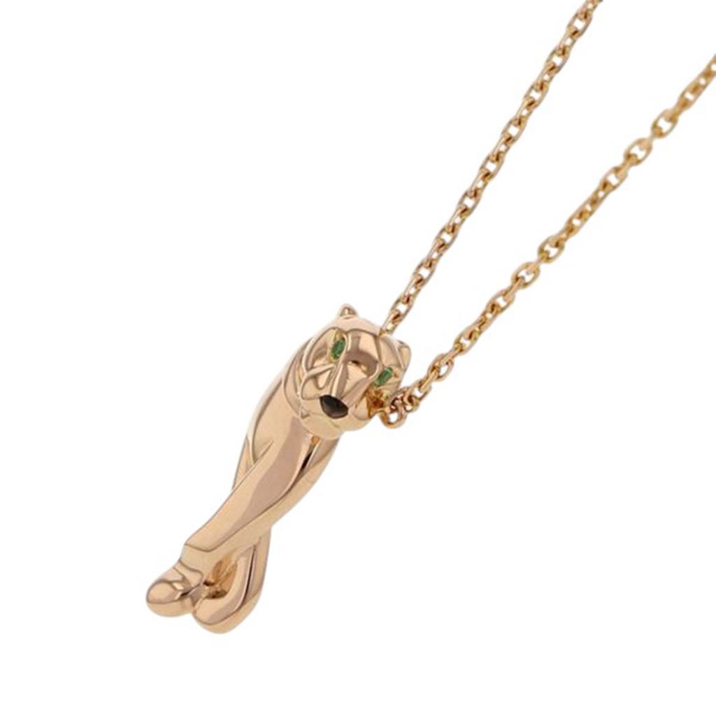 Cartier 18K Rose Gold Onyx and Tsavorite Garnet Panthère de Cartier Pendant Necklace