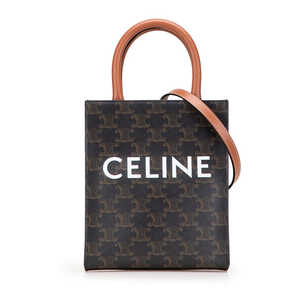 Celine Mini Triomphe Coated Canvas Vertical Cabas Satchel