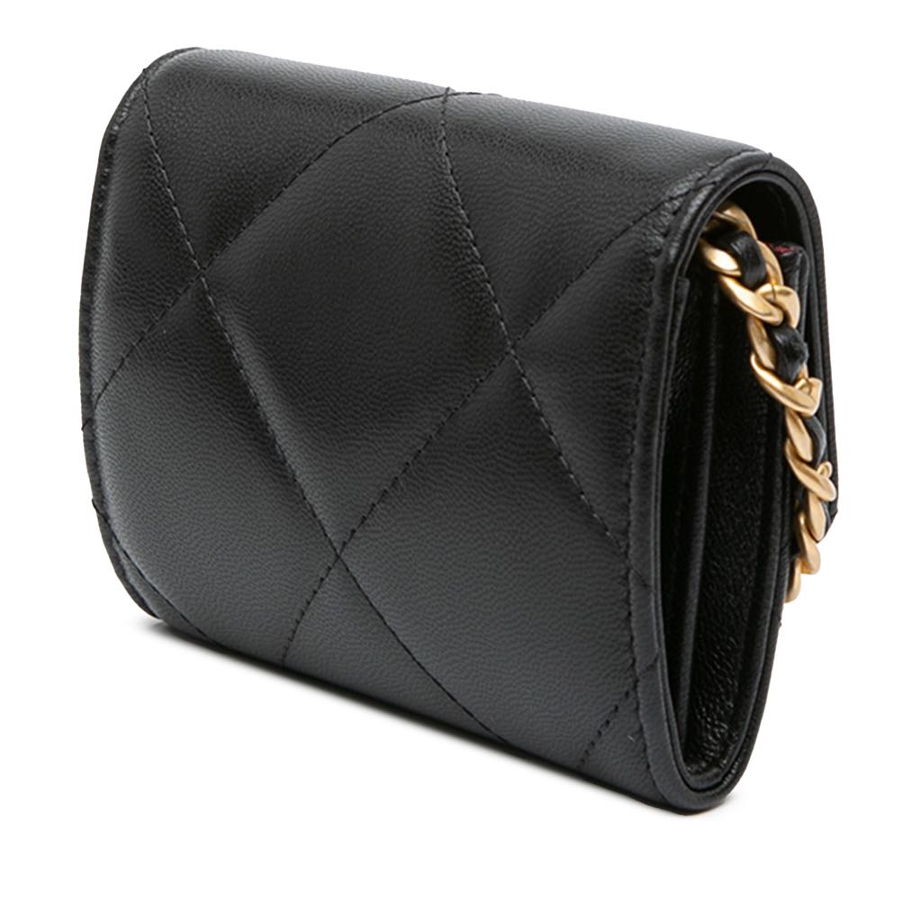 Chanel Lambskin 19 Flap Coin Purse With Chain - Back view